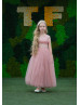 Mauve Satin Tulle V Back Flower Girl Dress